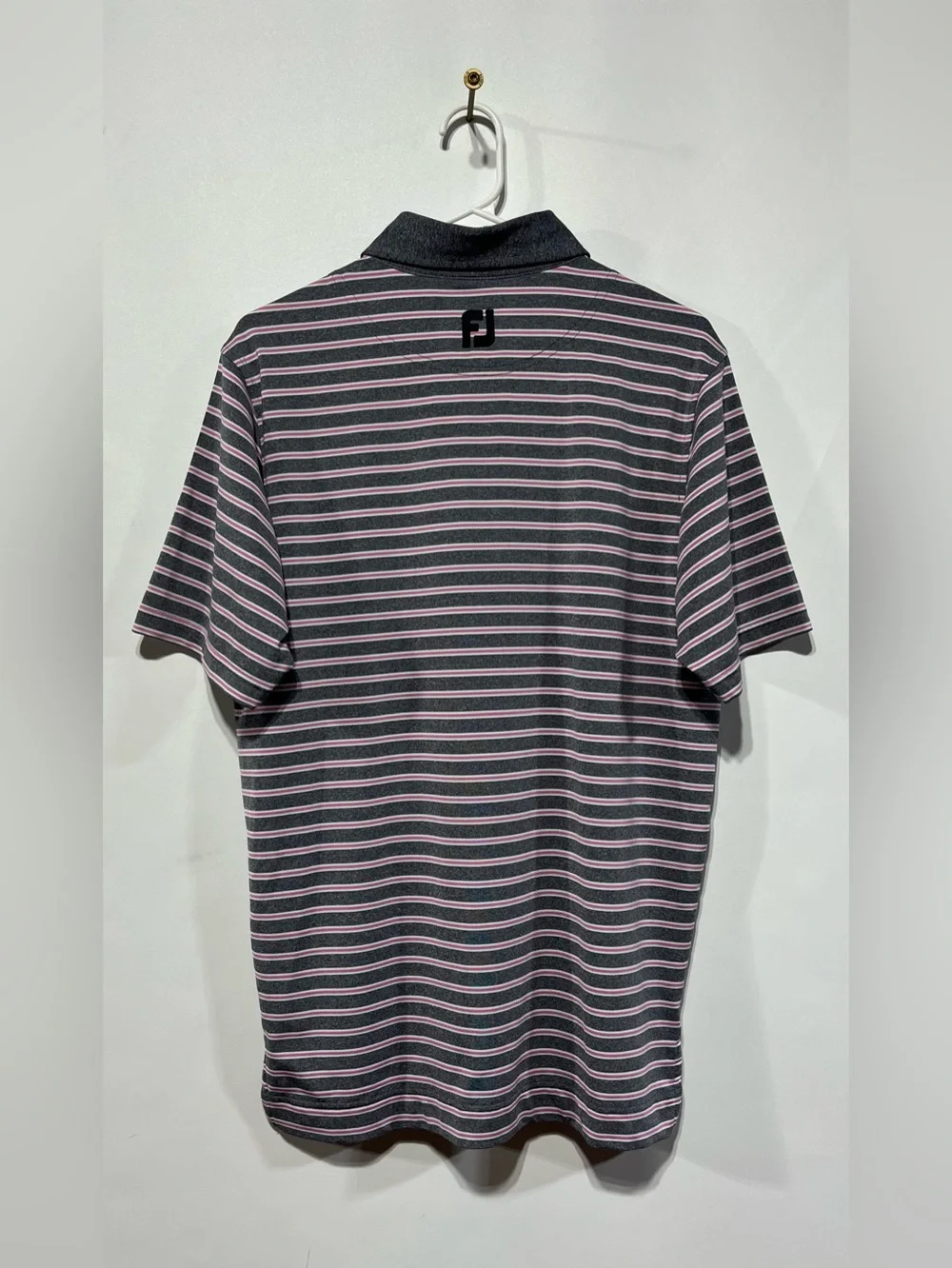 FootJoy‎ Charcoal and Light Pink Striped Performance Polo Size Small
